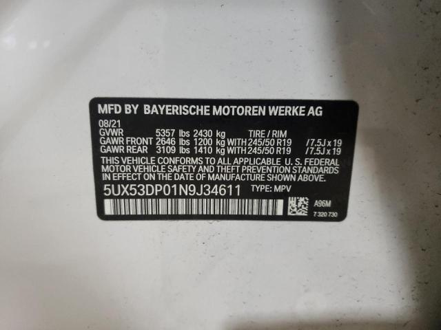 5UX53DP01N9J34611 BMW X3 Xdrive30i