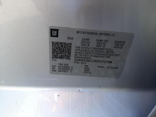 1GKS1AKC2KR372798 GMC YUKON SLE