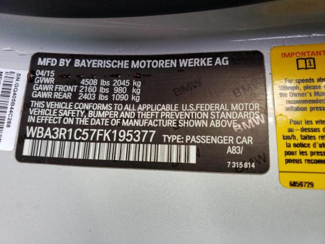 WBA3R1C57FK195377 BMW 435 I