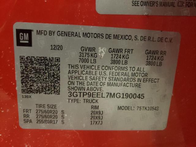 3GTP9EEL7MG190045 GMC Sierra K1500 At4