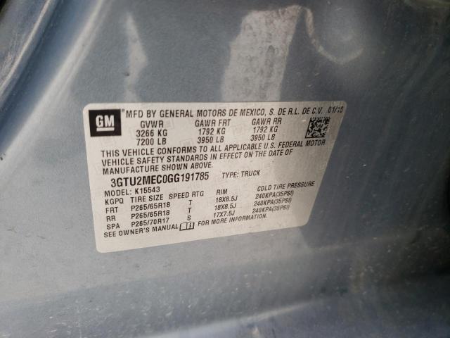 3GTU2MEC0GG191785 GMC Sierra K1500 Sle