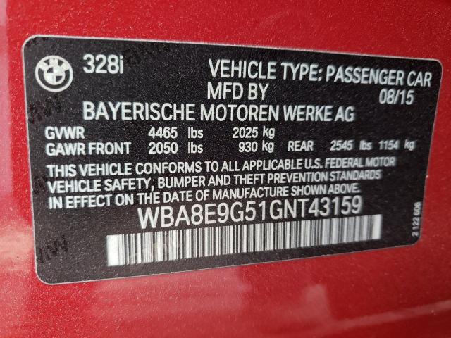 WBA8E9G51GNT43159 BMW 328 I Sulev