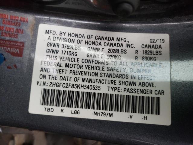 2HGFC2F85KH540535 Honda Civic Sport