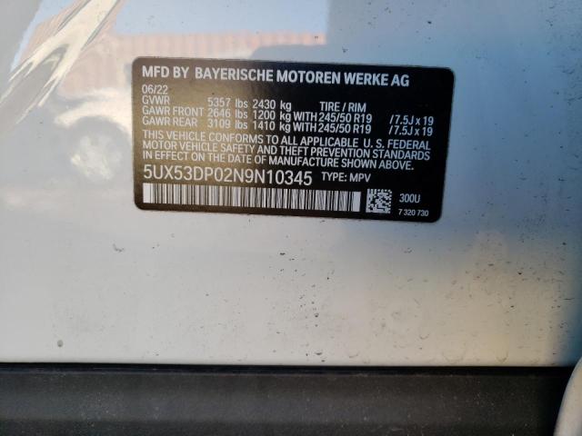 5UX53DP02N9N10345 BMW X3 Xdrive30i