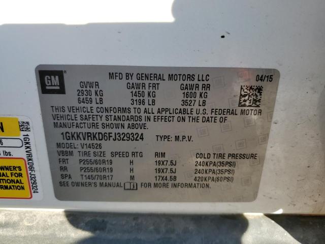 1GKKVRKD6FJ329324 GMC Acadia Slt-1