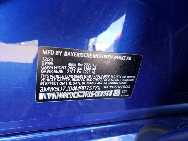 3MW5U7J04M8B75779 BMW M340I