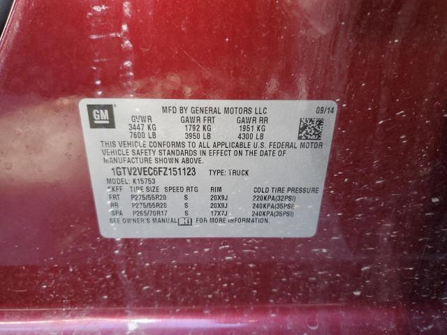 1GTV2VEC6FZ151123 GMC Sierra K1500 Slt