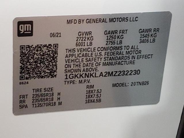 1GKKNKLA2MZ232230 GMC ACADIA SLE