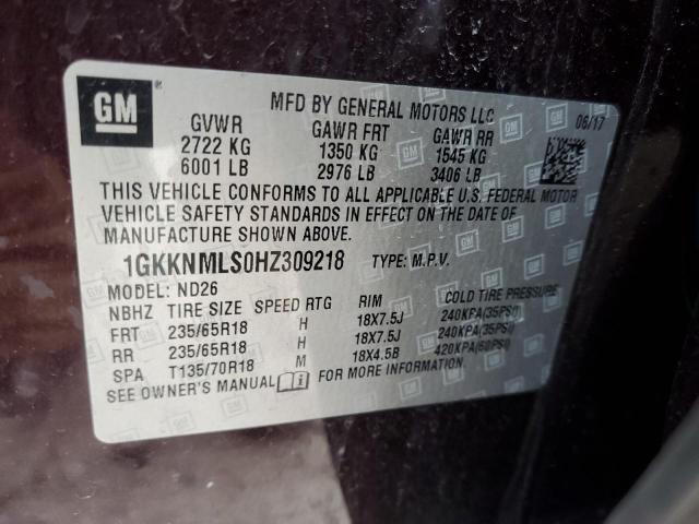 1GKKNMLS0HZ309218 GMC Acadia Slt-1