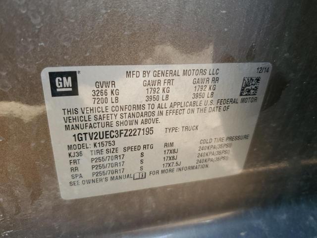 1GTV2UEC3FZ227195 GMC Sierra K1500 Sle