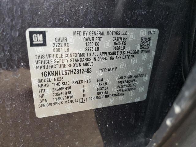 1GKKNLLS7HZ312403 GMC ACADIA SLE