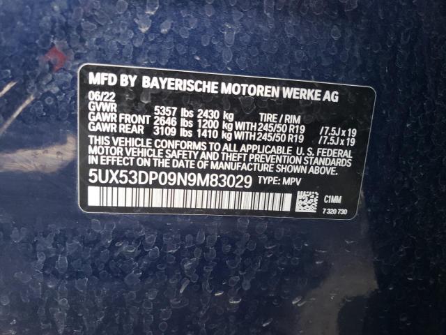 5UX53DP09N9M83029 BMW X3 Xdrive30i