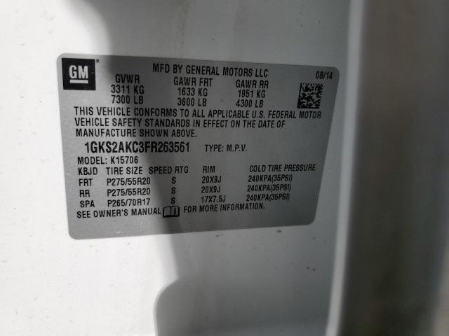 1GKS2AKC3FR263561 GMC YUKON SLE