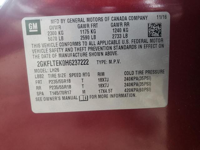 2GKFLTEK0H6237222 GMC Terrain Sle