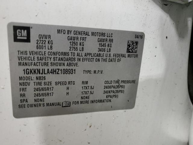 1GKKNJLA4HZ108931 GMC ACADIA SL