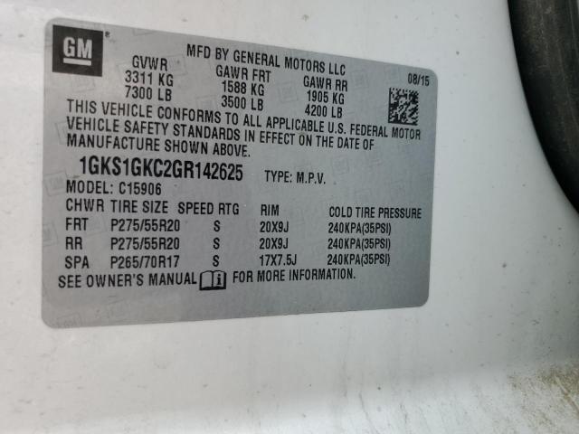 1GKS1GKC2GR142625 GMC Yukon Xl C1500 Slt