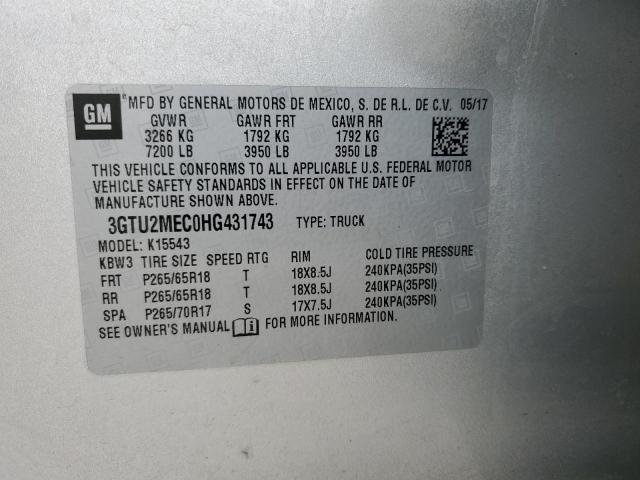 3GTU2MEC0HG431743 GMC Sierra K1500 Sle