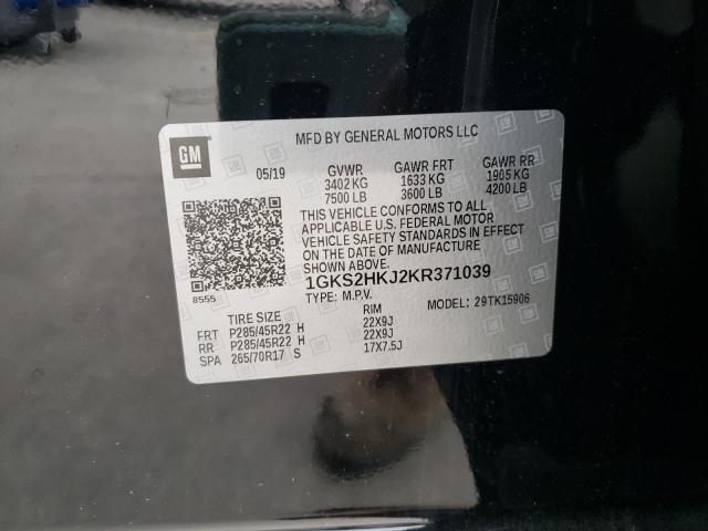 1GKS2HKJ2KR371039 GMC YUKON XL DENALI