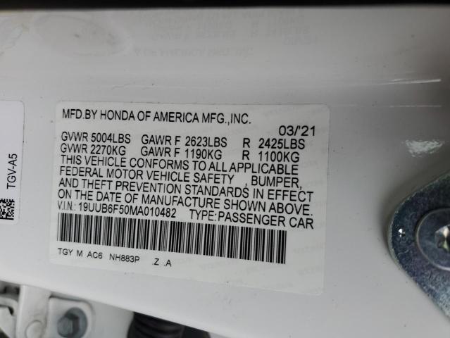 19UUB6F50MA010482 Acura Tlx Tech A