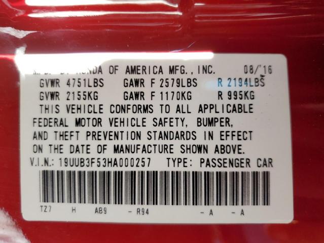 19UUB3F53HA000257 Acura TLX TECH