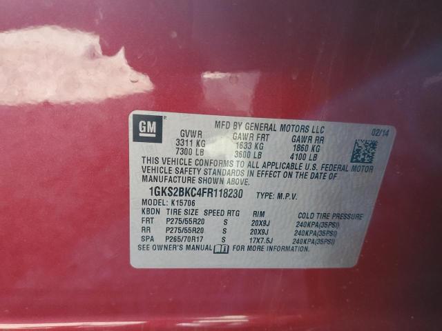 1GKS2BKC4FR118230 GMC YUKON SLT