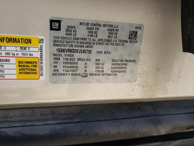 1GKKVRKD3FJ345738 GMC Acadia Slt-1