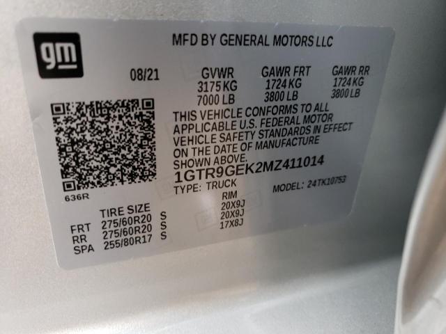 1GTR9GEK2MZ411014 GMC Sierra K1500 Elevation