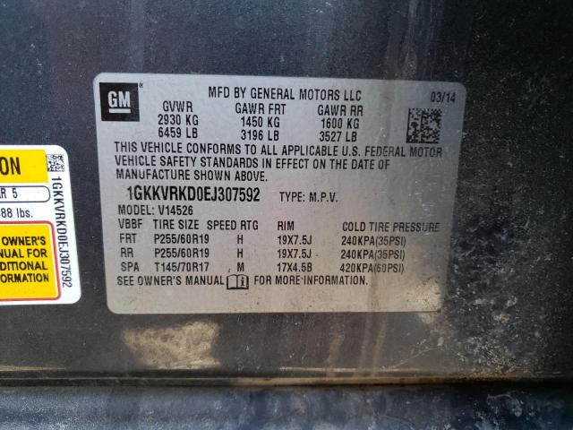 1GKKVRKD0EJ307592 GMC Acadia Slt-1