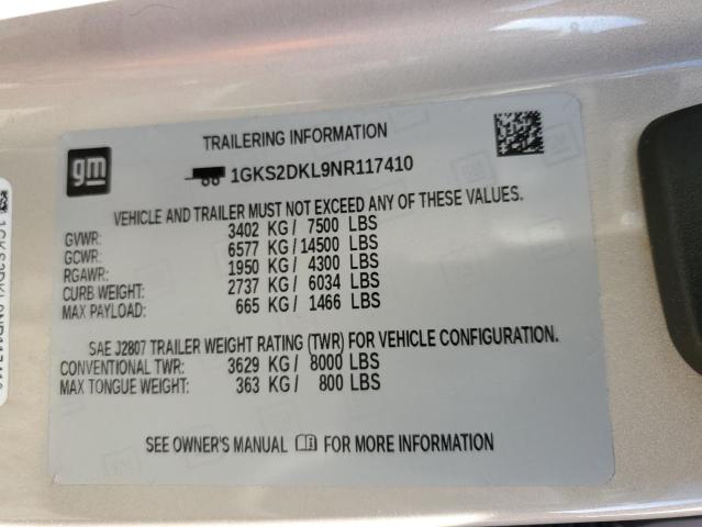 1GKS2DKL9NR117410 GMC YUKON DENALI