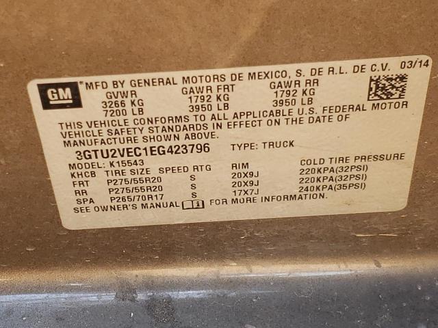 3GTU2VEC1EG423796 GMC Sierra K1500 Slt