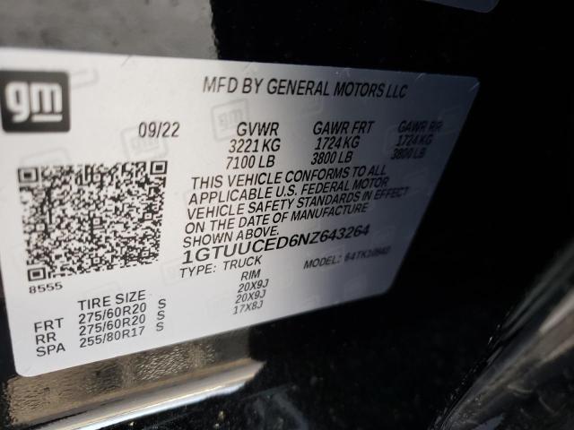 1GTUUCED6NZ643264 GMC Sierra K1500 Elevation