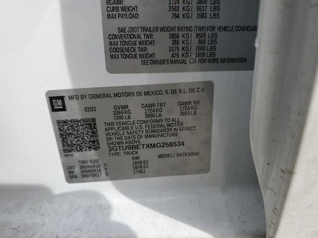 3GTU9BETXMG258534 GMC Sierra K1500 Sle
