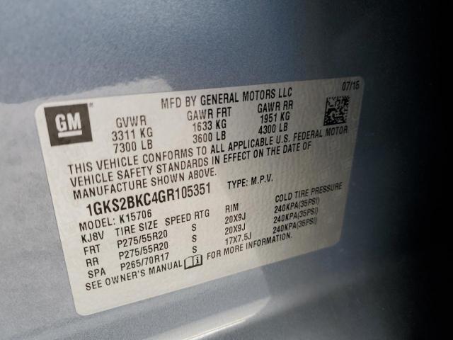 1GKS2BKC4GR105351 GMC YUKON SLT