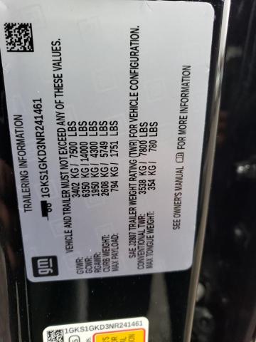 1GKS1GKD3NR241461 GMC Yukon Xl C1500 Slt