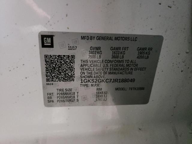 1GKS2GKC7JR188049 GMC Yukon Xl K1500 Slt