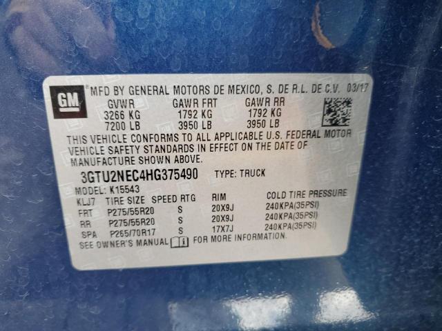 3GTU2NEC4HG375490 GMC Sierra K1500 Slt