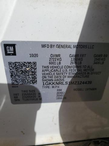 1GKKNRLS1MZ124439 GMC ACADIA SLE
