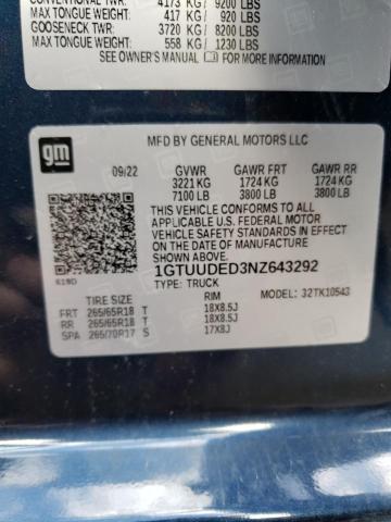 1GTUUDED3NZ643292 GMC Sierra K1500 Slt