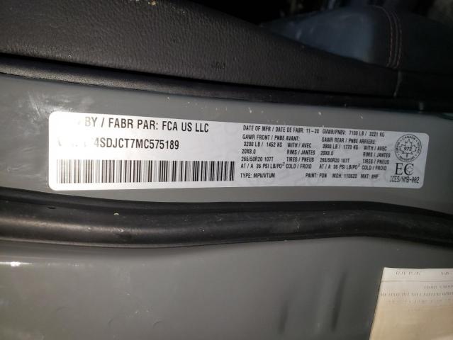1C4SDJCT7MC575189 Dodge Durango R/t