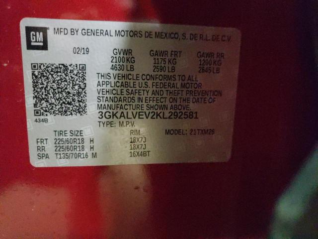 3GKALVEV2KL292581 GMC Terrain Slt