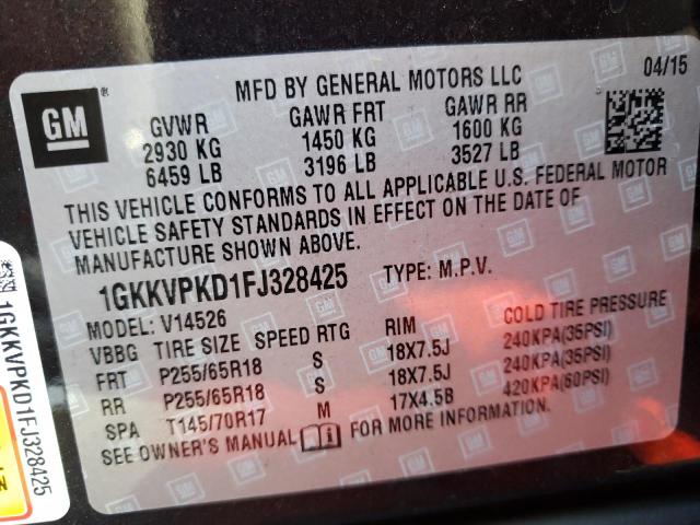 1GKKVPKD1FJ328425 GMC ACADIA SLE