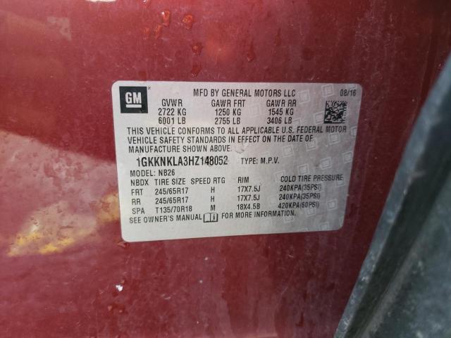 1GKKNKLA3HZ148052 GMC ACADIA SLE