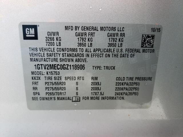 1GTV2MEC0GZ118906 GMC Sierra K1500 Sle