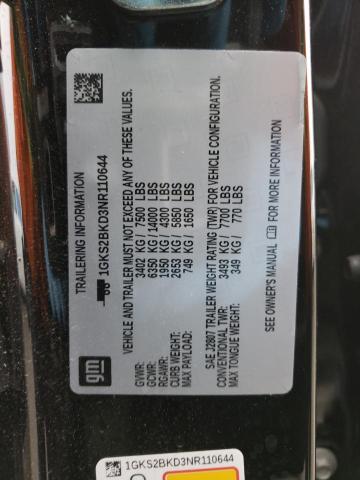 1GKS2BKD3NR110644 GMC YUKON SLT