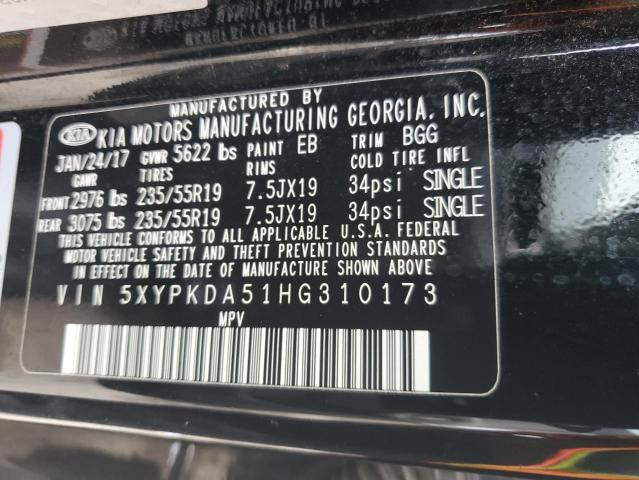 5XYPKDA51HG310173 KIA SORENTO SX