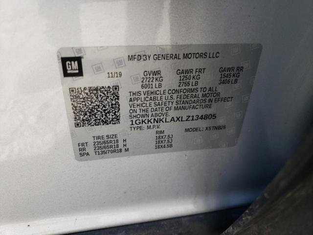 1GKKNKLAXLZ134805 GMC ACADIA SLE