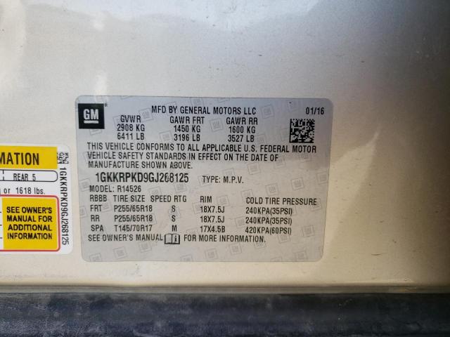 1GKKRPKD9GJ268125 GMC ACADIA SLE