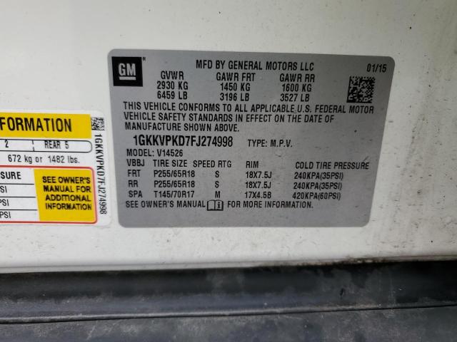 1GKKVPKD7FJ274998 GMC ACADIA SLE