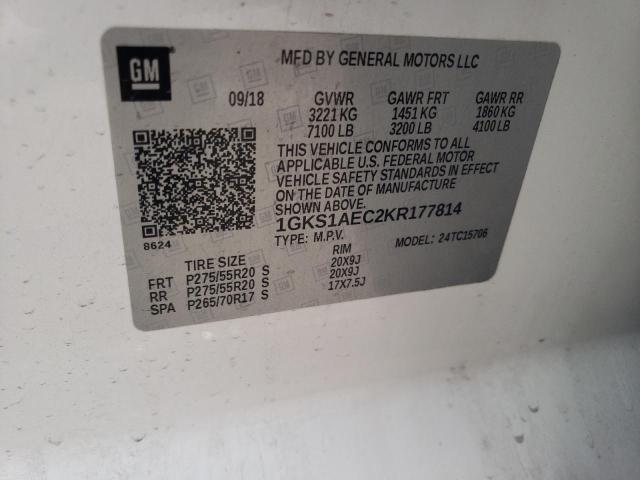 1GKS1AEC2KR177814 GMC YUKON SLE
