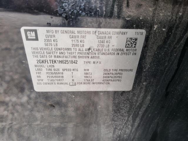 2GKFLTEK1H6251842 GMC Terrain Sle